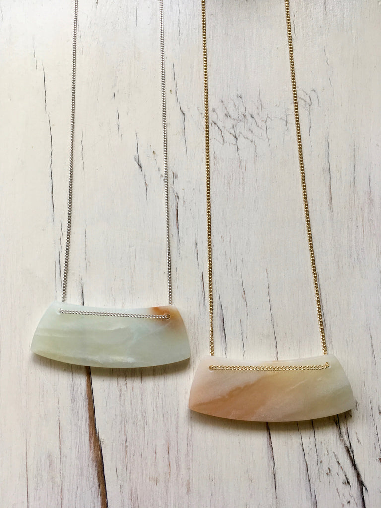 Cream Amazonite Bar Necklace