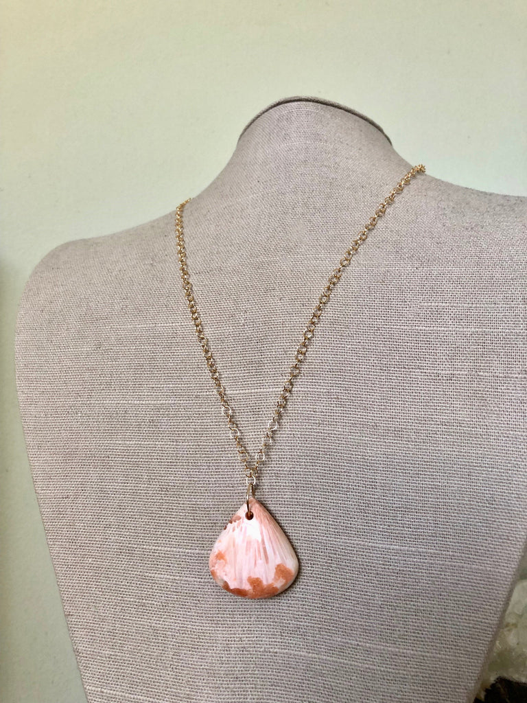 Peach Scolecite Teardrop Necklace