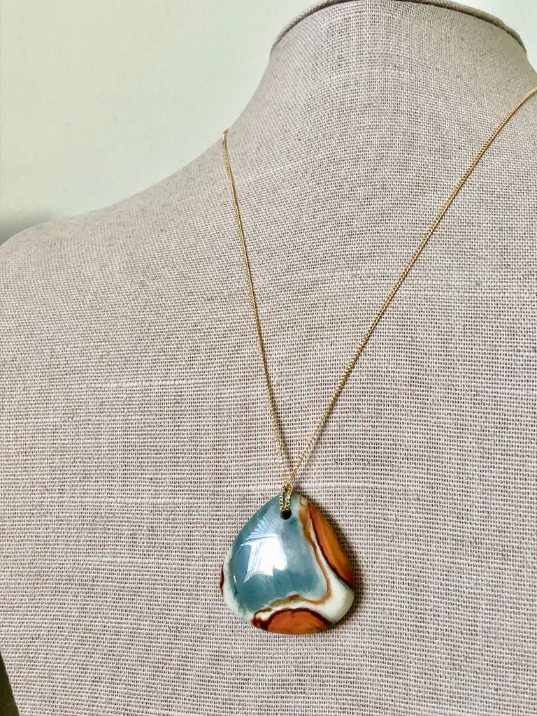Polychrome Jasper Teardrop Pendant Necklace