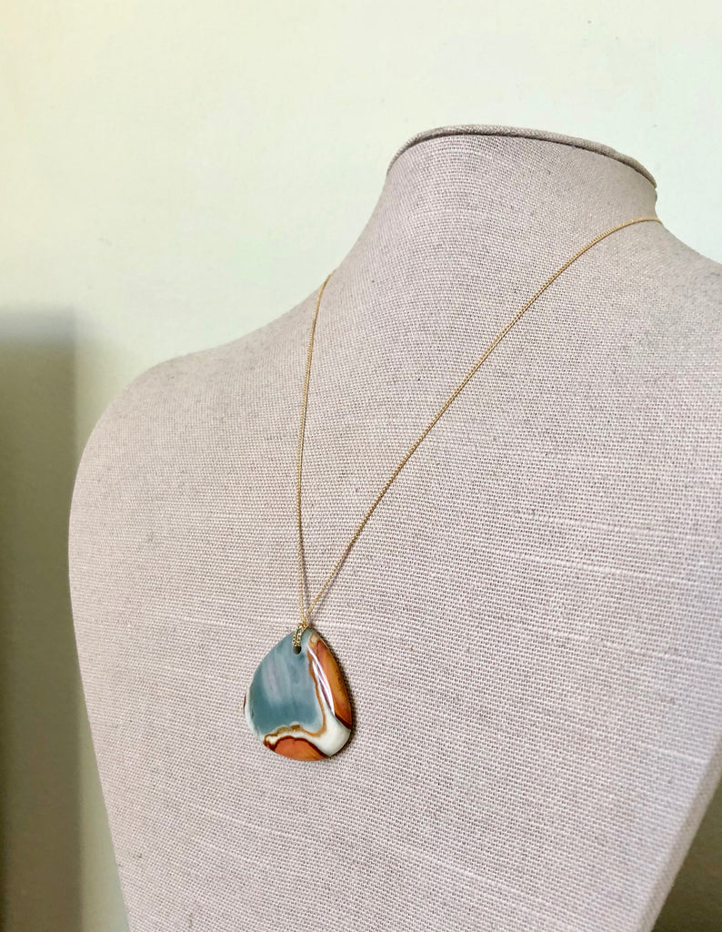 Polychrome Jasper Teardrop Pendant Necklace
