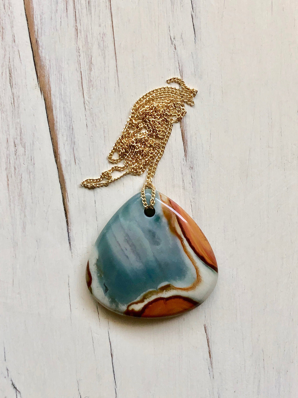 Polychrome Jasper Teardrop Pendant Necklace