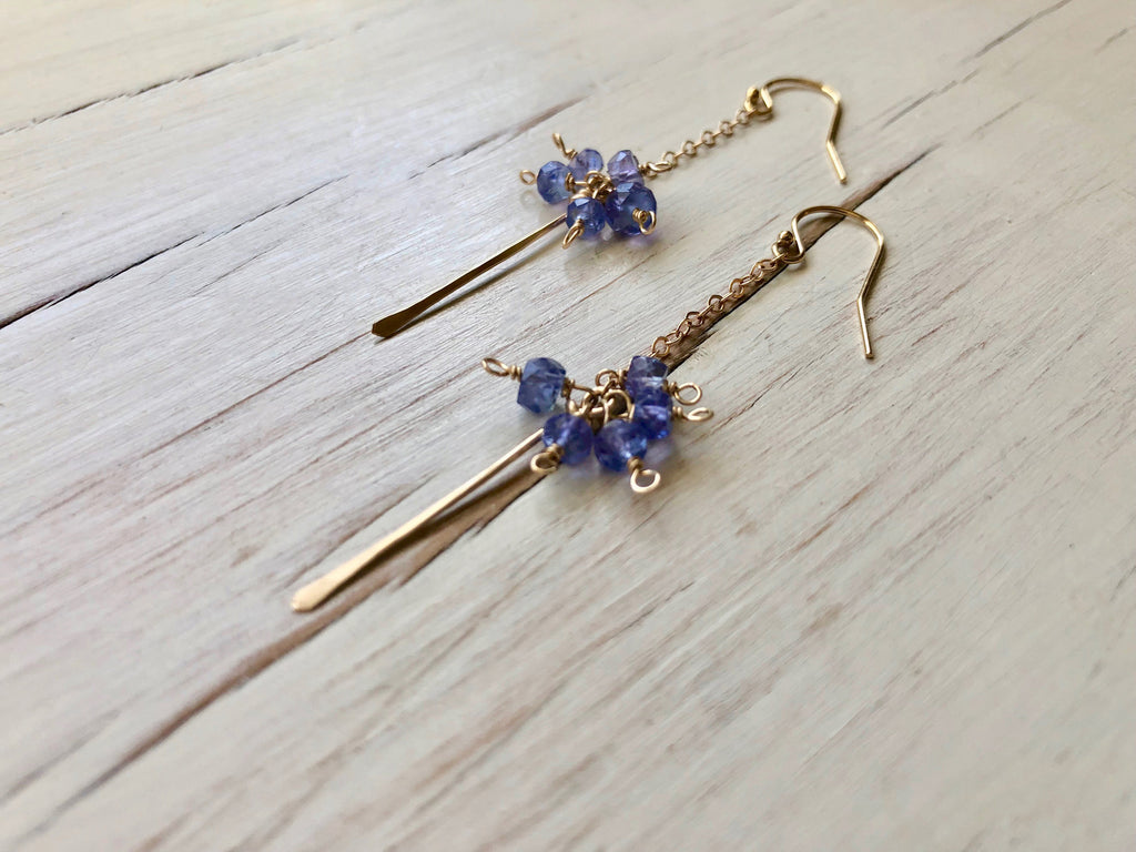 Tanzanite Bar Dangle Earring