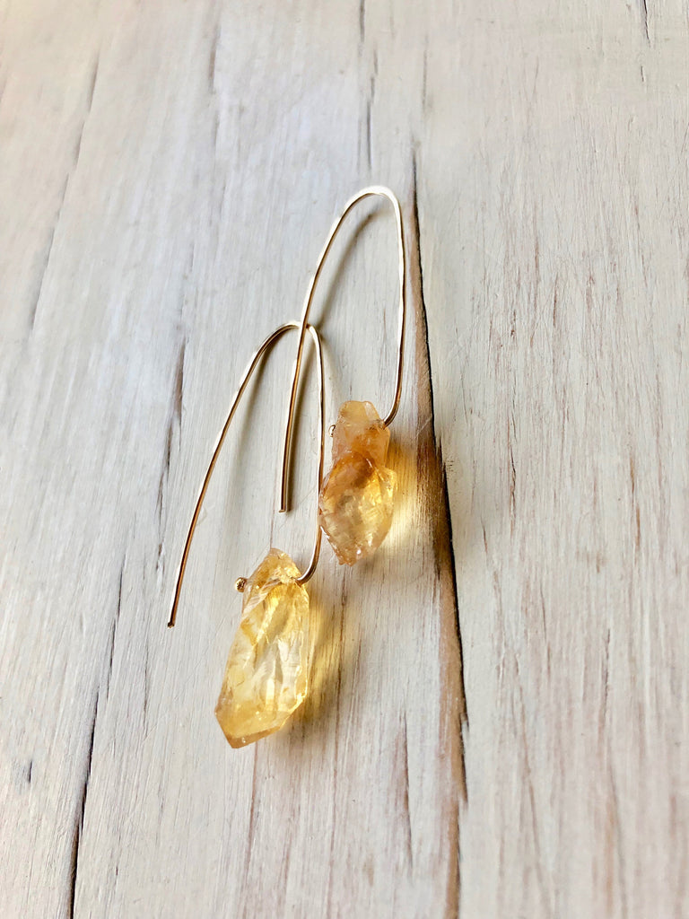 Citrine Raw Hoop Earring