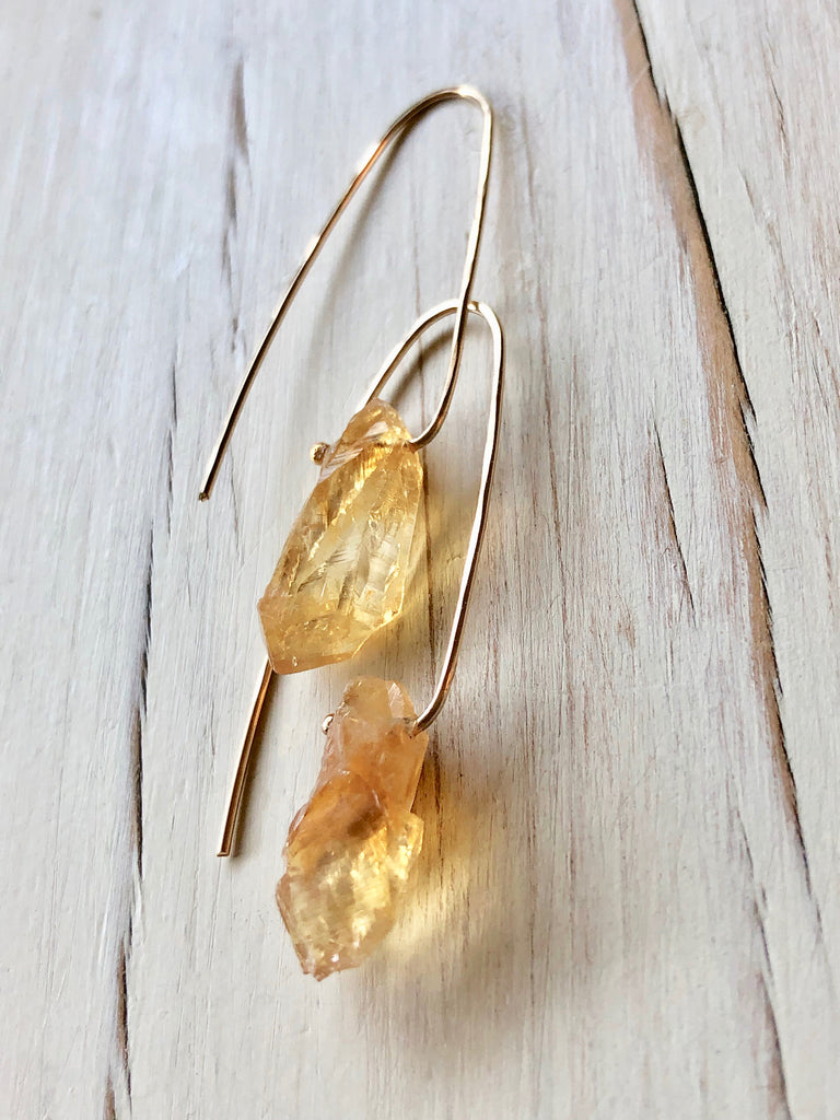 Citrine Raw Hoop Earring