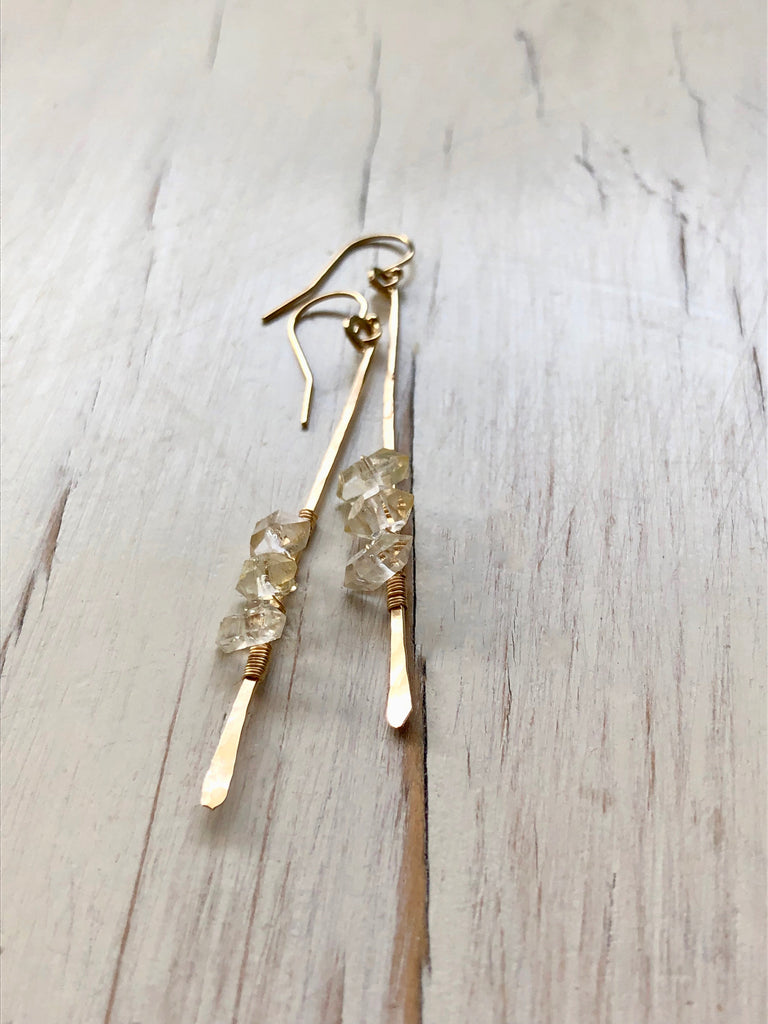 Herkimer Diamond Bar Earrings