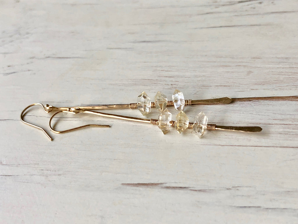 Herkimer Diamond Bar Earrings