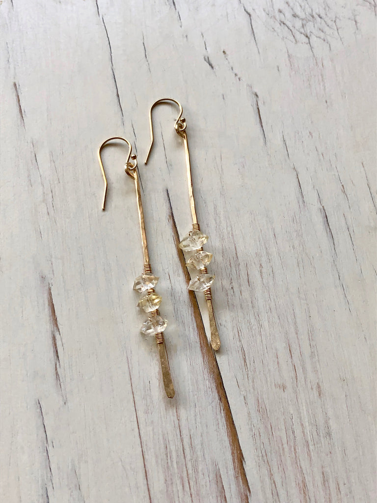 Herkimer Diamond Bar Earrings