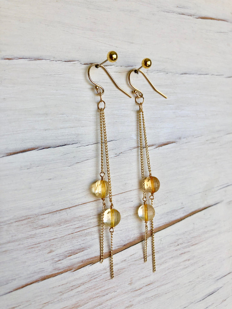 Citrine Chain Dangle Earrings