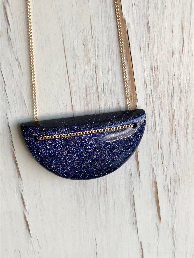 Blue Goldstone Geometric Necklace