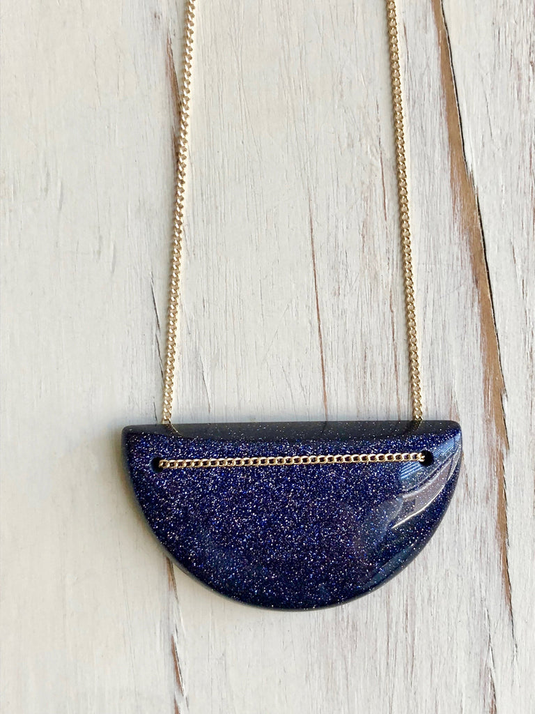 Blue Goldstone Geometric Necklace
