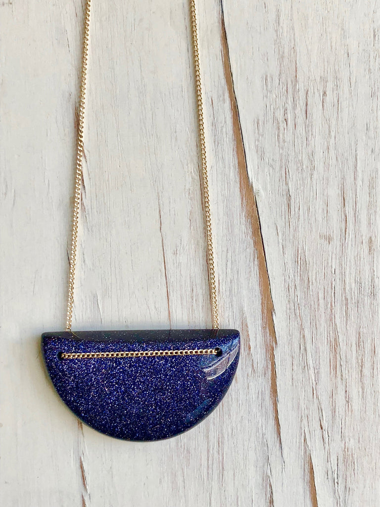 Blue Goldstone Geometric Necklace