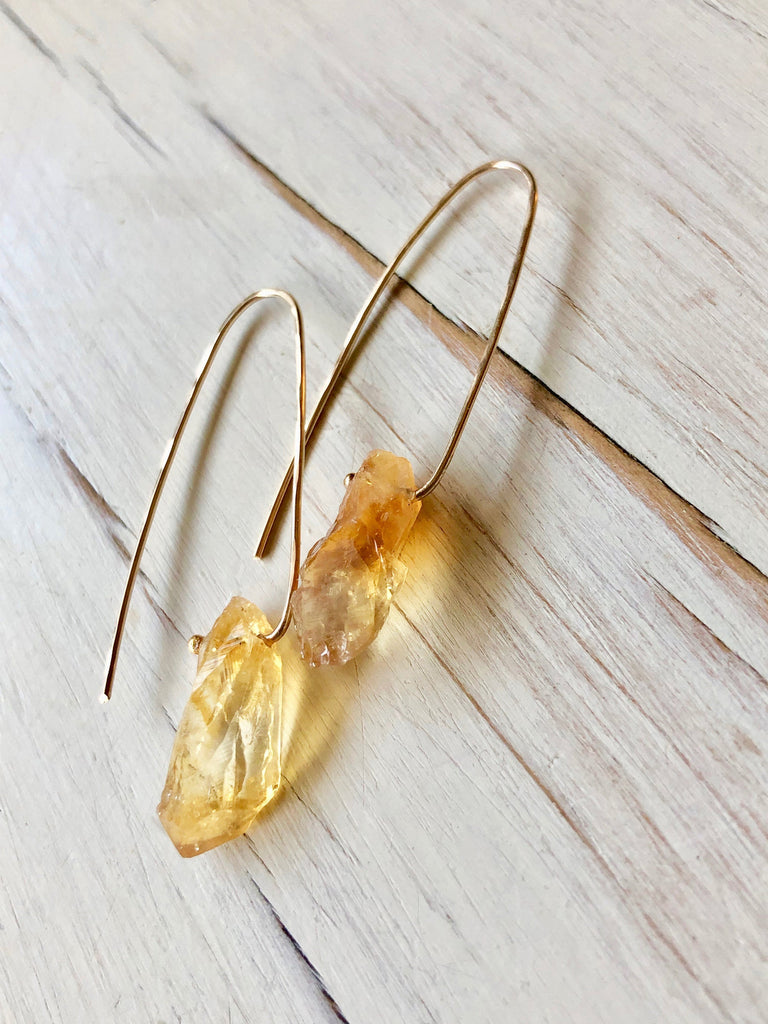 Citrine Raw Hoop Earring
