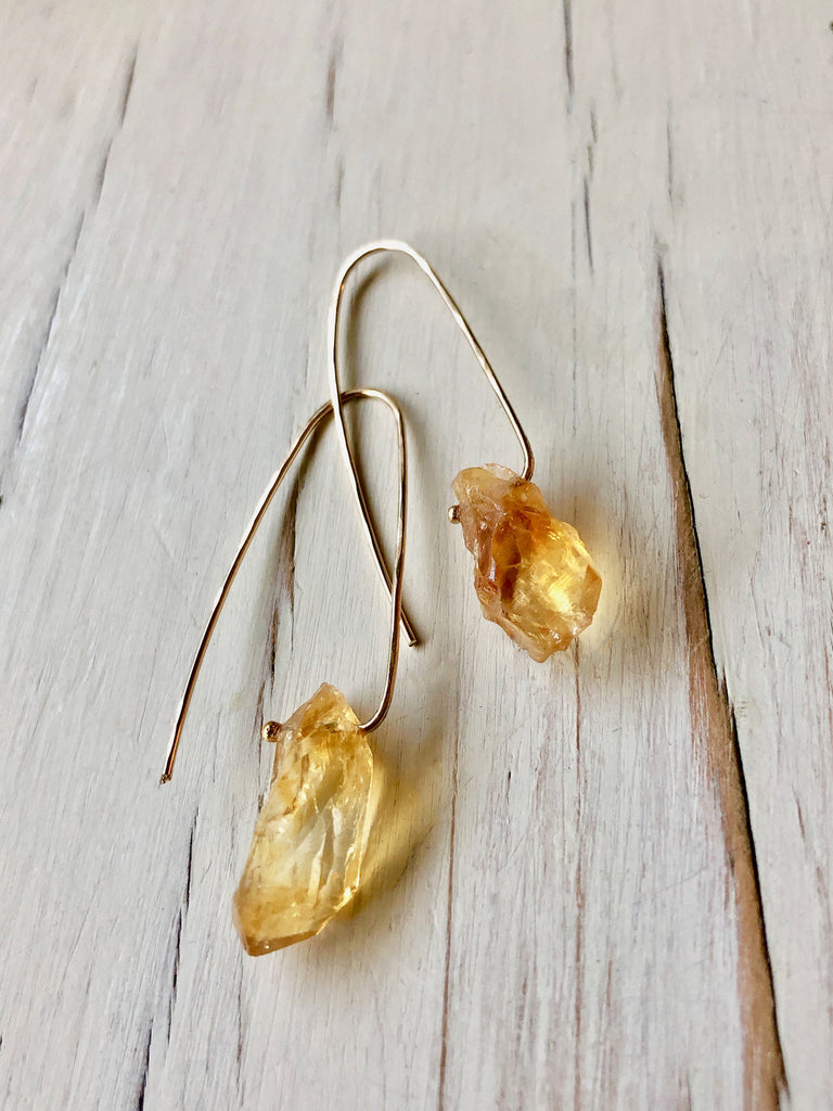 Citrine Raw Hoop Earring