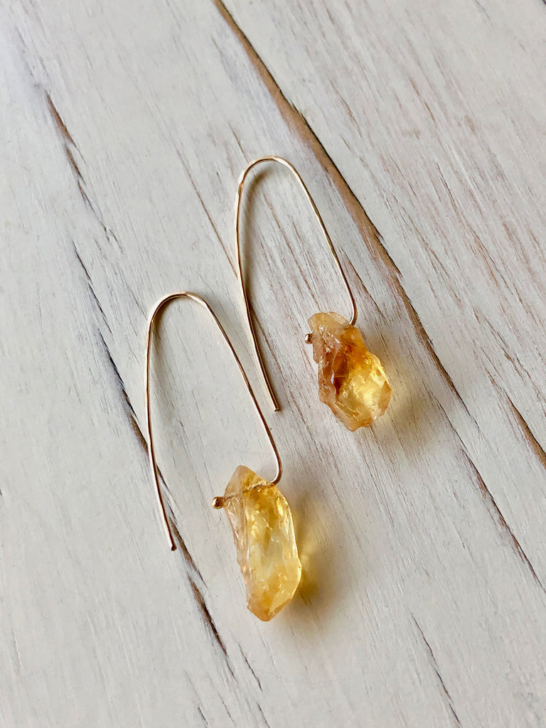 Citrine Raw Hoop Earring