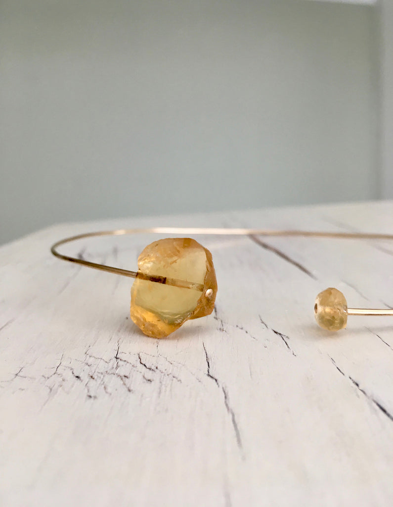 Citrine Choker Raw Gemstone Necklace