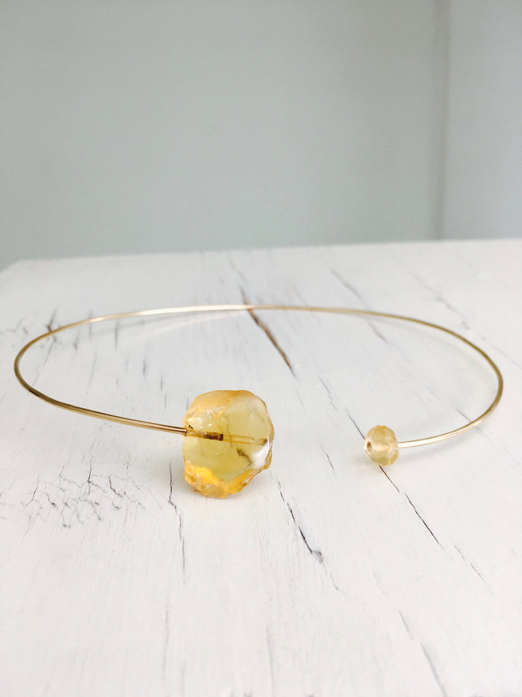 Citrine Choker Raw Gemstone Necklace