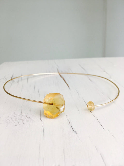 Citrine Choker Raw Gemstone Necklace