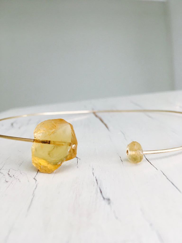 Citrine Choker Raw Gemstone Necklace