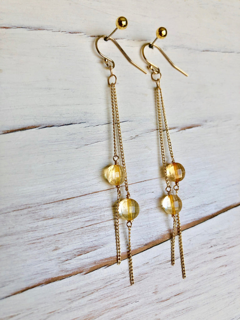 Citrine Chain Dangle Earrings