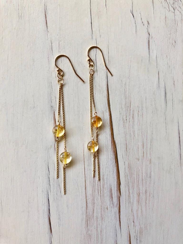Citrine Chain Dangle Earrings