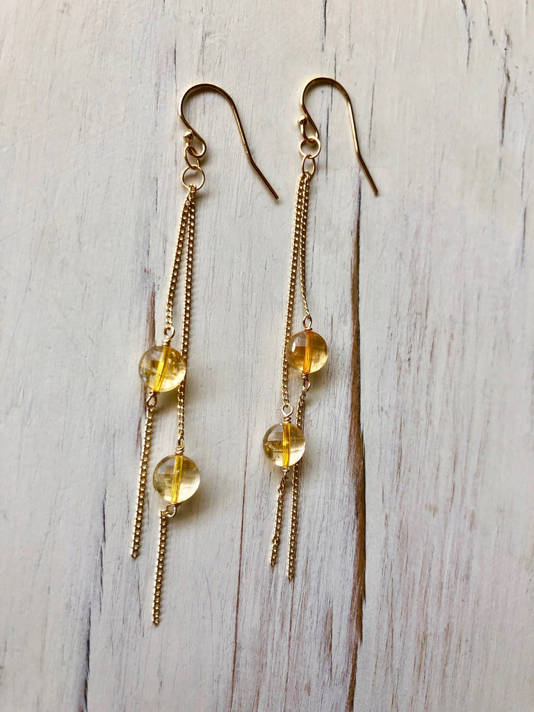 Citrine Chain Dangle Earrings