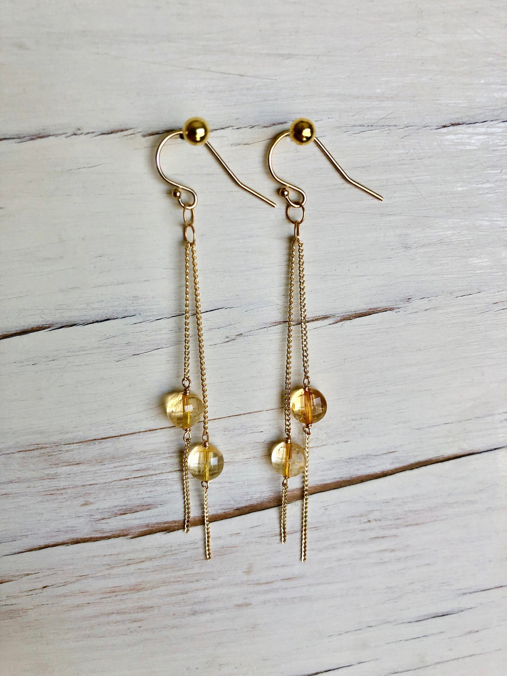 Citrine Chain Dangle Earrings