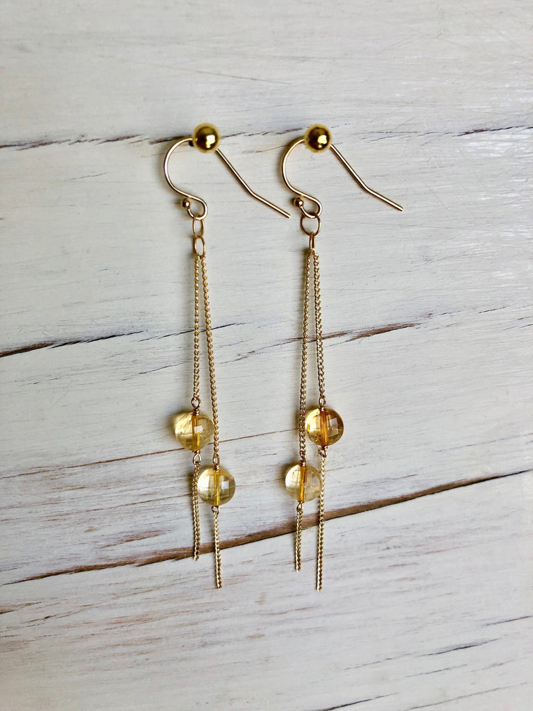 Citrine Chain Dangle Earrings