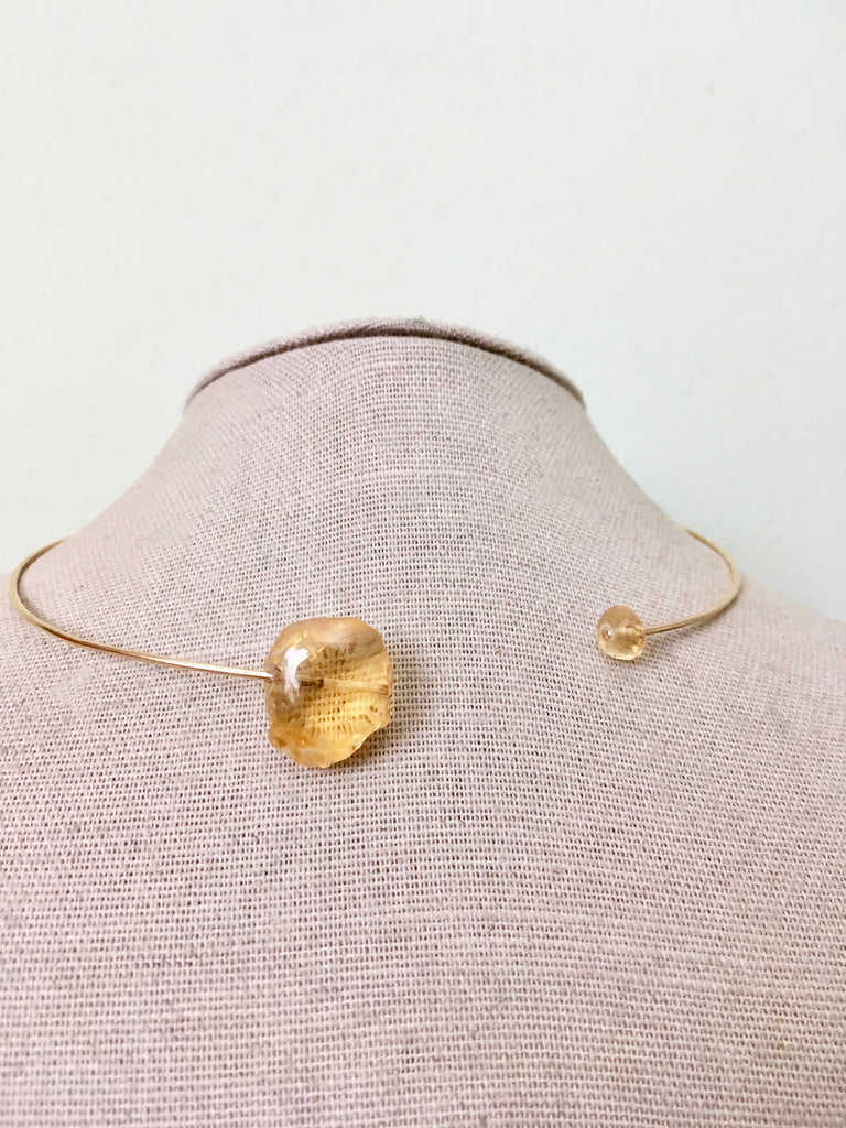 Citrine Choker Raw Gemstone Necklace