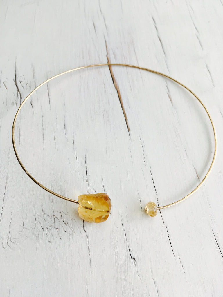 Citrine Choker Raw Gemstone Necklace