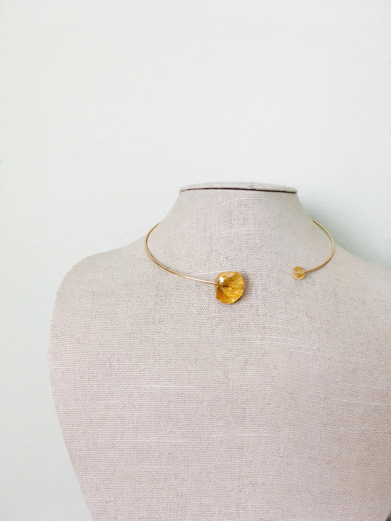 Citrine Choker Raw Gemstone Necklace