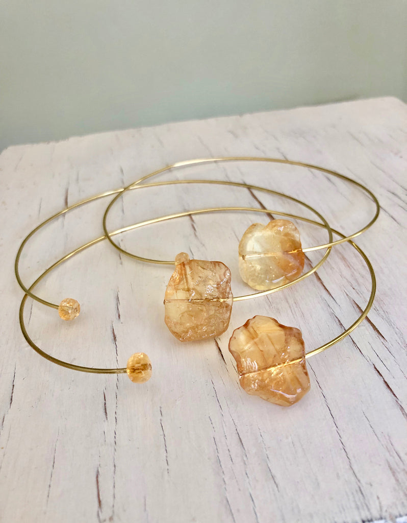 Citrine Choker Raw Gemstone Necklace