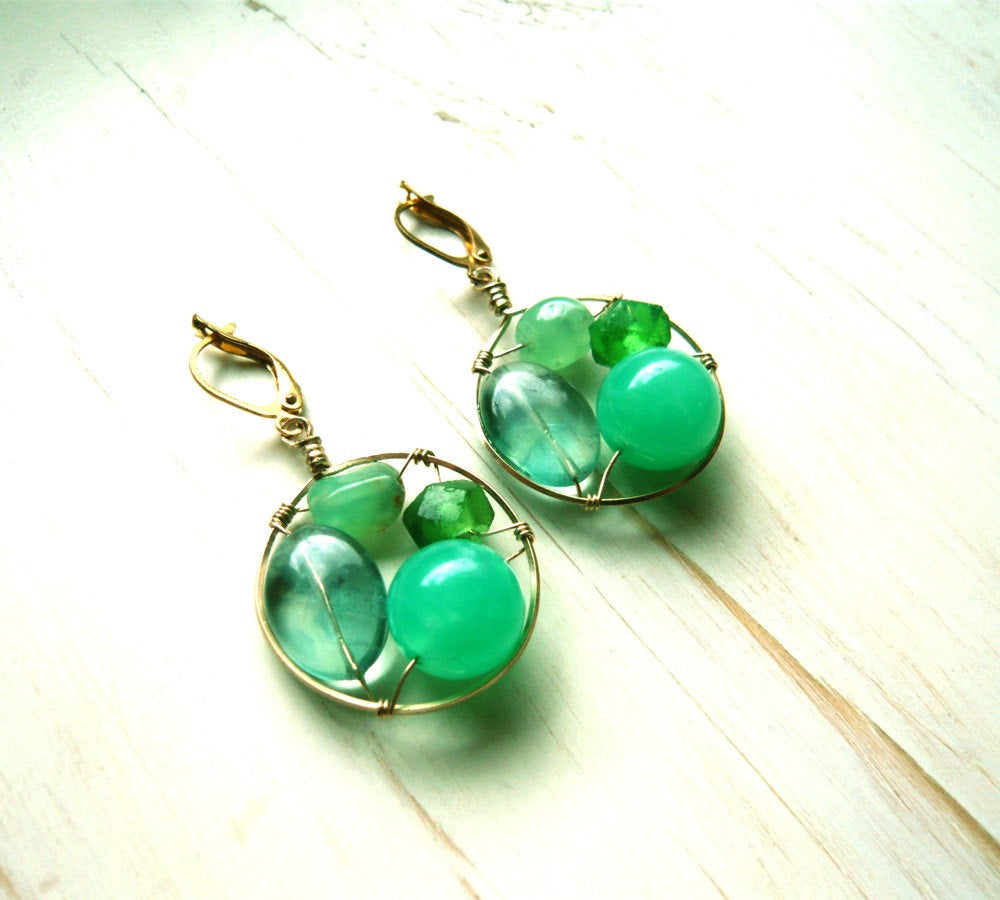 Chrysoprase Frame Earrings