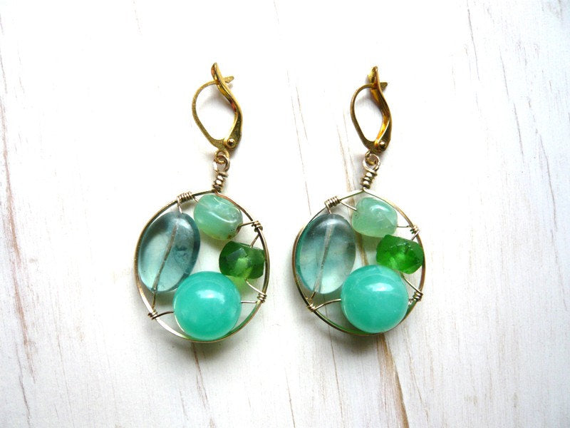 Chrysoprase Frame Earrings