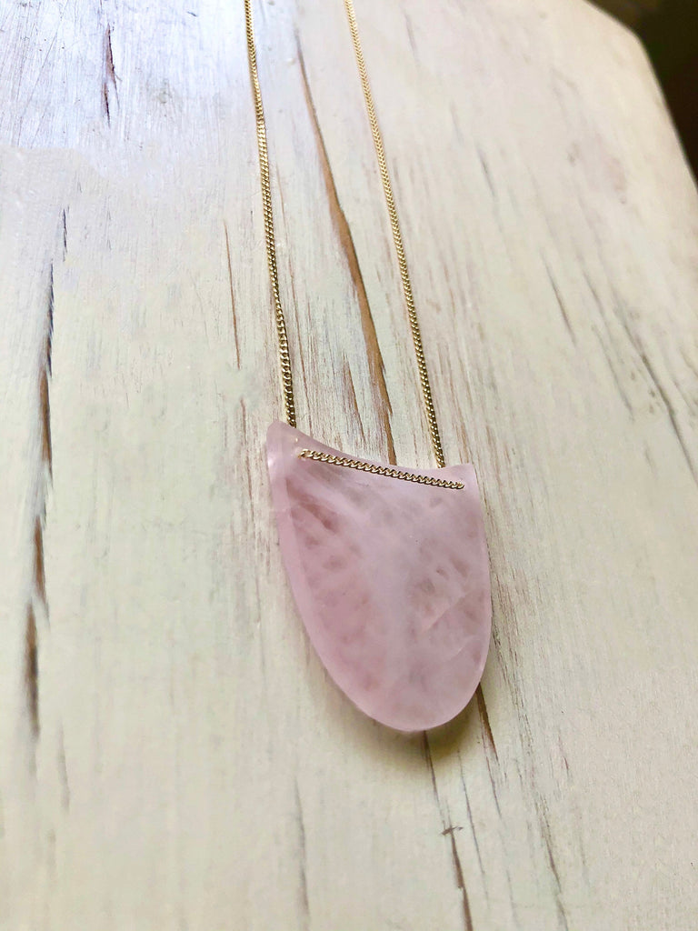 Rose Quartz Geometric Pendant Necklace