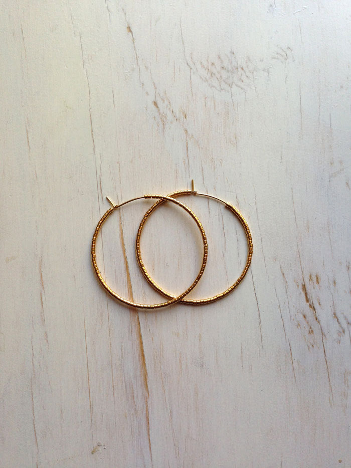 Classic Gold Metal Beaded Hoops