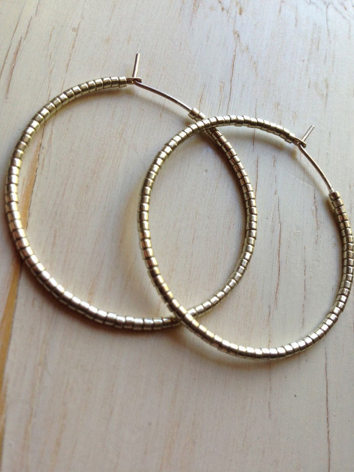 Classic Silver Metal Beaded Hoops