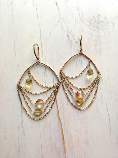 Citrine Gold Filled Drape Earring