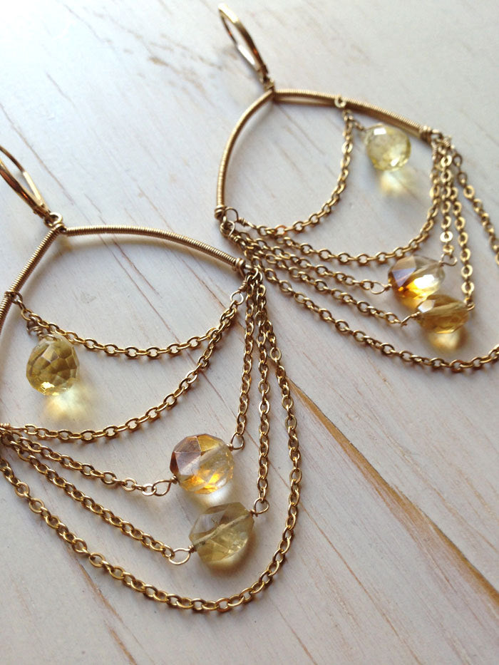 Citrine Gold Filled Drape Earring