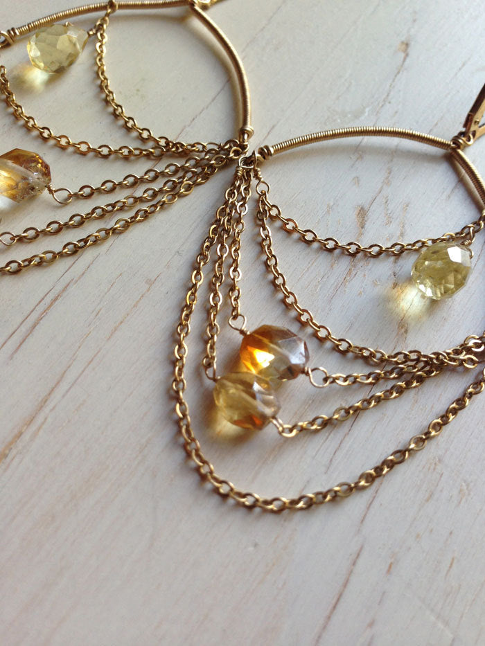 Citrine Gold Filled Drape Earring