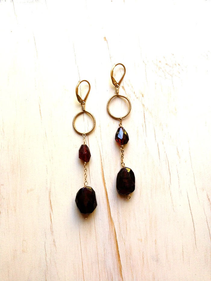 Garnet Faceted Stone Dangles
