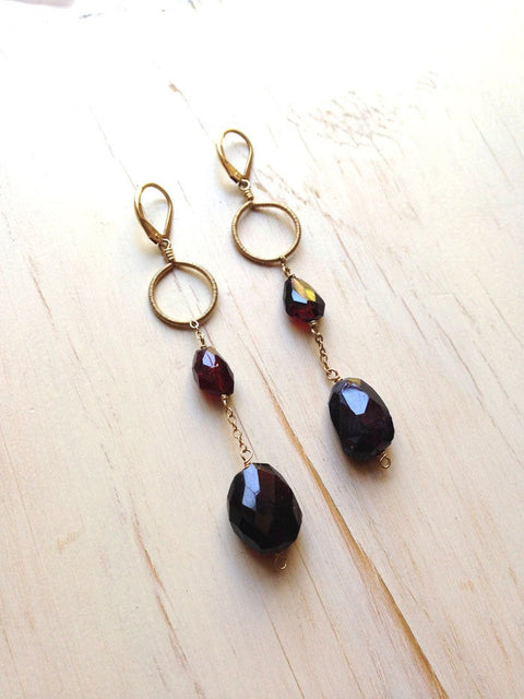 Garnet Faceted Stone Dangles