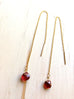Garnet Tiny Tear Drop Chain Earrings