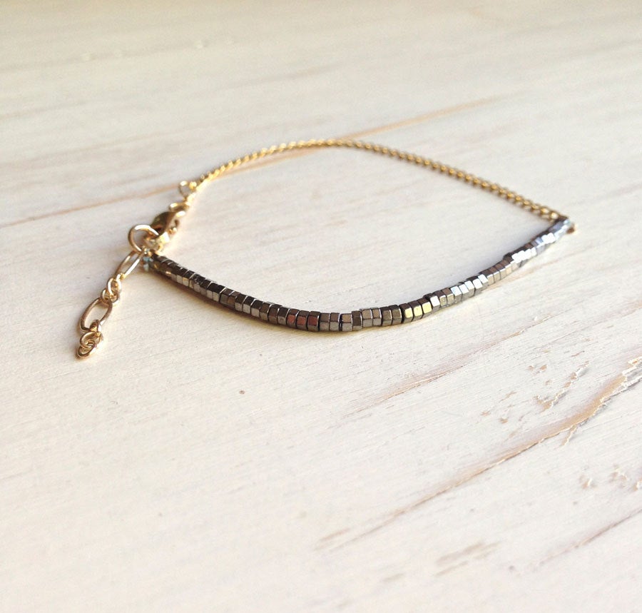 Delicate Darken Silver Hematite Bracelet