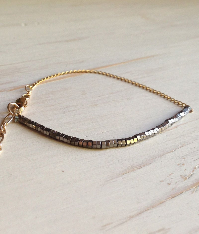 Delicate Darken Silver Hematite Bracelet