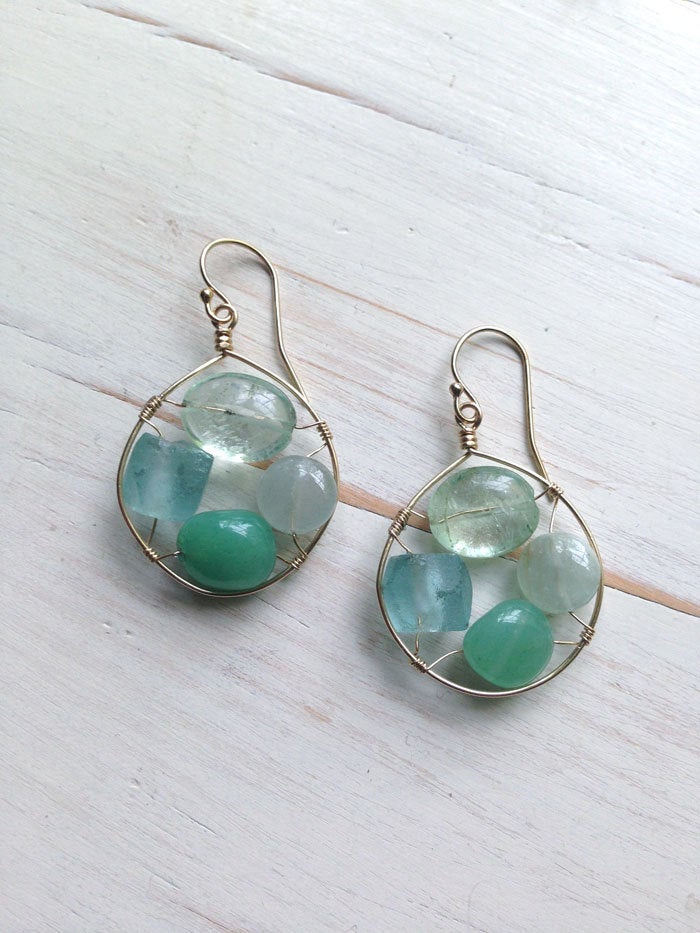 Aquamarine Chalcedony Frame Earring