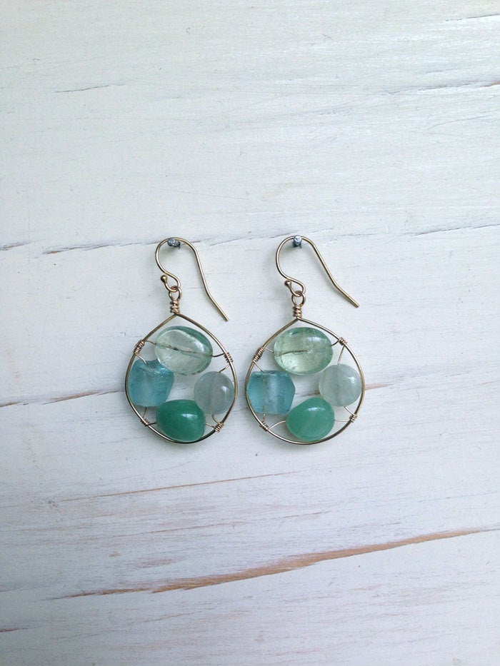 Aquamarine Chalcedony Frame Earring