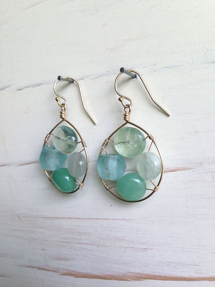 Aquamarine Chalcedony Frame Earring