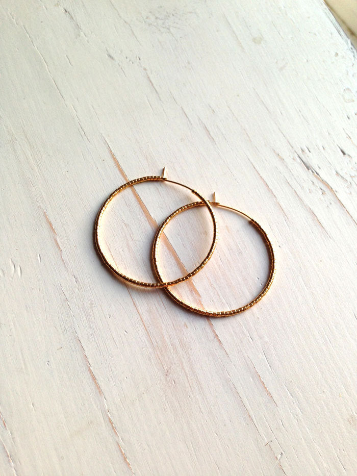 Classic Gold Metal Beaded Hoops