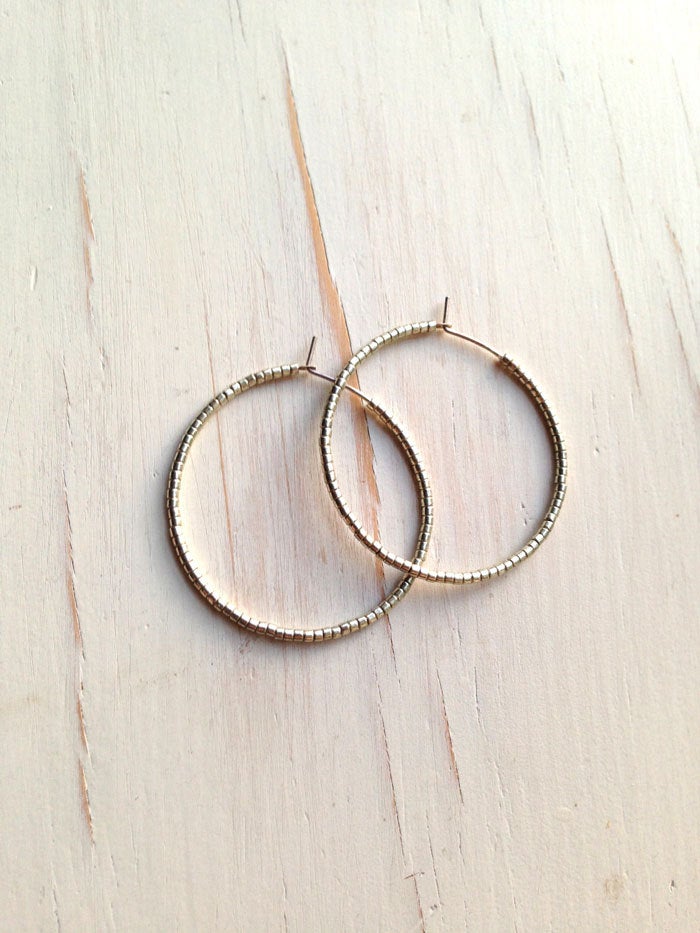 Classic Silver Metal Beaded Hoops