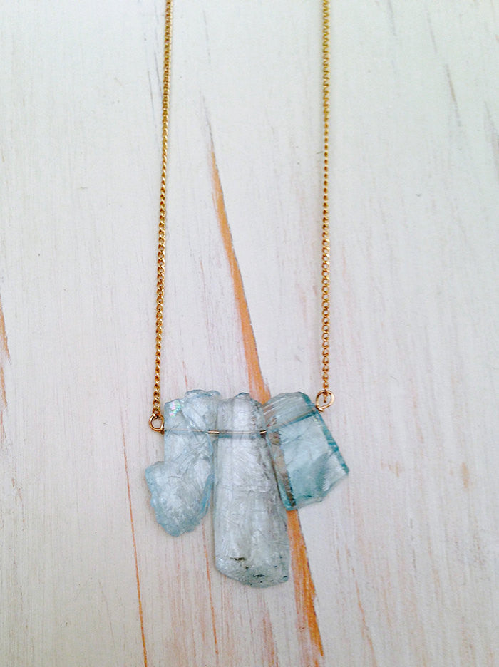 Raw Aquamarine Pendant Necklace